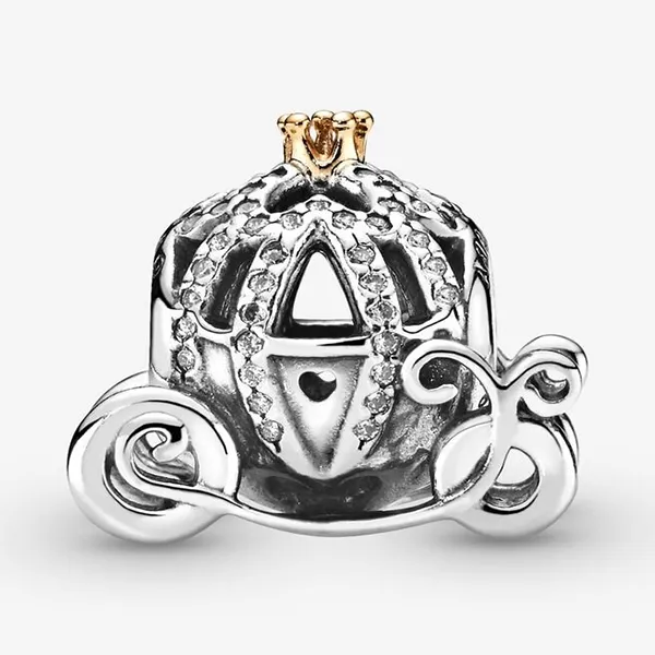 Hạt Vòng Charm Pandora Disney Cinderella's Pumpkin Coach Charm 791573CZ Màu Bạc