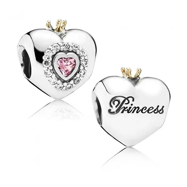 Hạt Vòng Charm Pandora Pink Princess Heart Charm 791375PCZ Màu Bạc