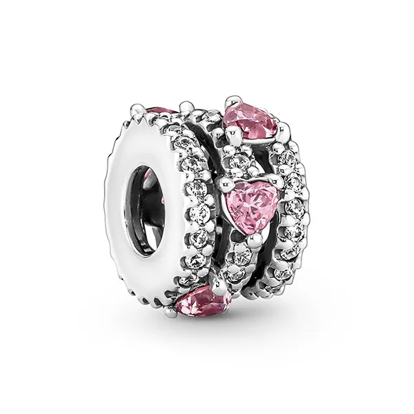 Hạt Vòng Charm Pandora Sparkling Triple Halo Hearts Charm 791161C01 Màu Hồng - Trang sức - Vua Hàng Hiệu