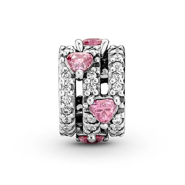 Hạt Vòng Charm Pandora Sparkling Triple Halo Hearts Charm 791161C01 Màu Hồng - Trang sức - Vua Hàng Hiệu