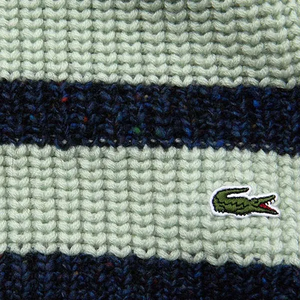 Khăn Len Nữ Lacoste Striped Ribbed Wool Blend Women's Rectangular Scarf RE2796 - 9NU Màu Xanh