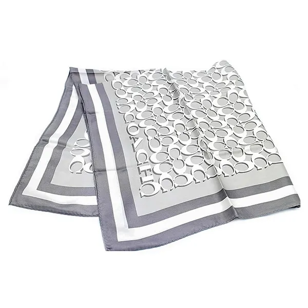 Khăn Nữ Coach Signature Print Silk Square Scarf C8362 Màu Ghi