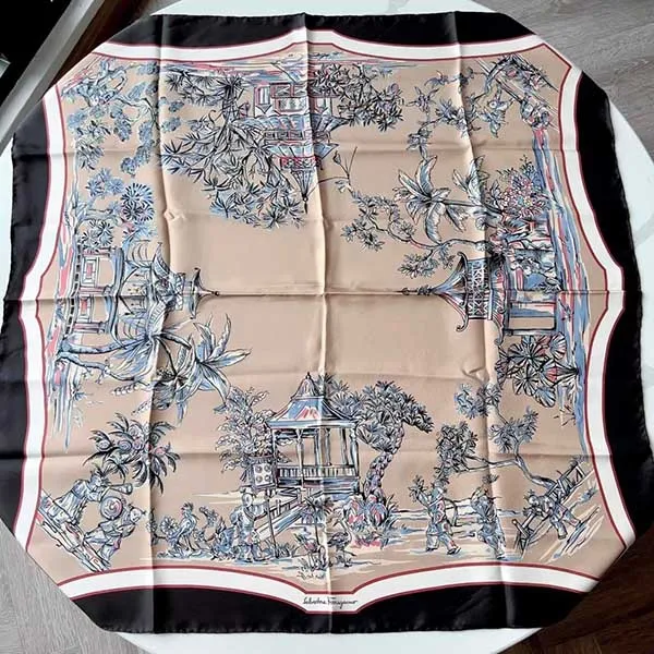 Khăn Nữ Salvatore Ferragamo 310047736400 Silk Scarf Màu Nâu Đen - Thời trang - Vua Hàng Hiệu