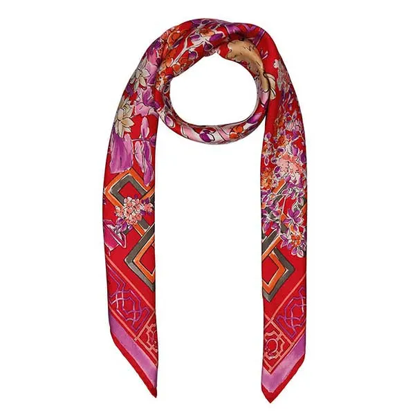 Khăn Nữ Salvatore Ferragamo Bonsai Red Print Silk Foulard Scarf Màu Đỏ Tím - Thời trang - Vua Hàng Hiệu