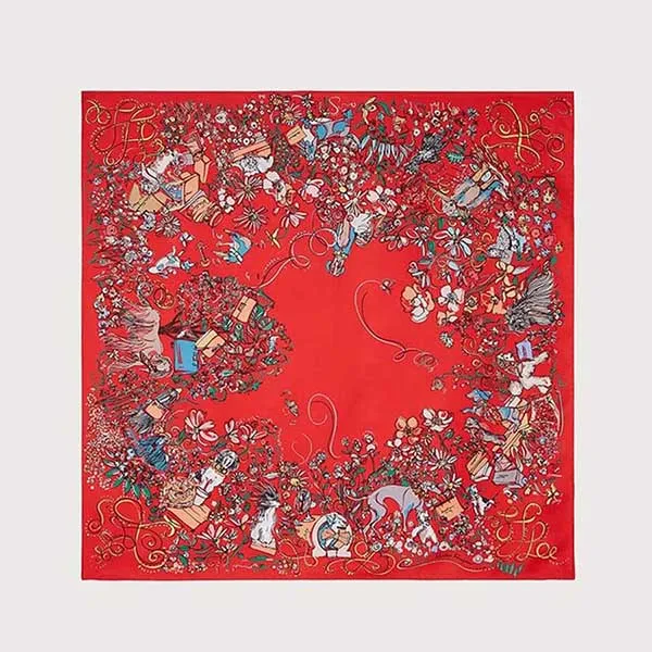 Khăn Nữ Salvatore Ferragamo FO PUPPIES90 Màu Đỏ - Thời trang - Vua Hàng Hiệu