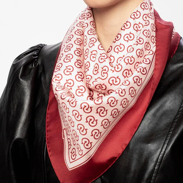 Khăn Nữ Salvatore Ferragamo Patterned Shawl 70 x 70cm Màu Đỏ Trắng - Thời trang - Vua Hàng Hiệu