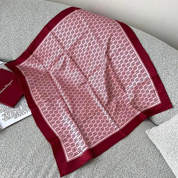 Khăn Nữ Salvatore Ferragamo Patterned Shawl 70 x 70cm Màu Đỏ Trắng - Thời trang - Vua Hàng Hiệu