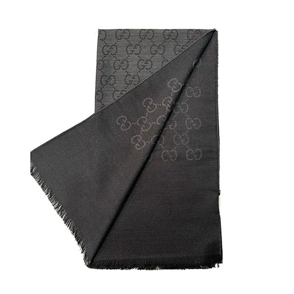 Khăn Quàng Cổ Unisex Gucci Muffler Stole 165904 3G646 1100 Màu Xám Đen Size 45 x 180cm