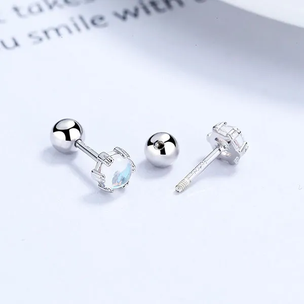 Khuyên Tai Nữ LiLi Jewelry Bạc Đính Đá CZ Tròn Oralie LILI_054339 Màu Bạc
