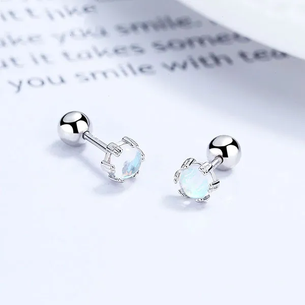 Khuyên Tai Nữ LiLi Jewelry Bạc Đính Đá CZ Tròn Oralie LILI_054339 Màu Bạc