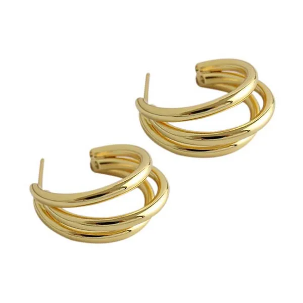 Khuyên Tai Nữ LiLi Jewelry Mạ Vàng Nửa Vầng Trăng LILI_776216 Màu Vàng - Trang sức - Vua Hàng Hiệu