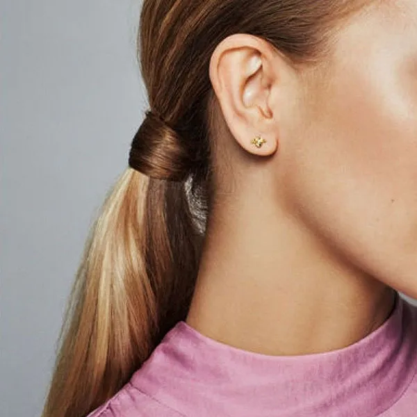 Khuyên Tai Nữ Pandora Heart And Bee Earrings 267071 Shine Màu Vàng