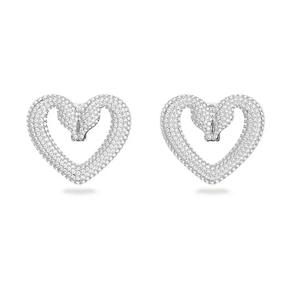 Khuyên Tai Nữ Swarovski Una clip earrings, Heart, Large, White, Rhodium plated 5626172 Màu Trắng - Trang sức - Vua Hàng Hiệu
