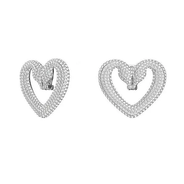 Khuyên Tai Nữ Swarovski Una clip earrings, Heart, Large, White, Rhodium plated 5626172 Màu Trắng - Trang sức - Vua Hàng Hiệu