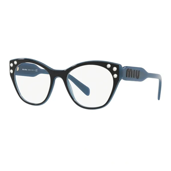 Kính Mắt Cận Nữ Miu Miu Top Black On Blue Square Eyeglasses MU 02RV 1031O1 Màu Xanh Đen