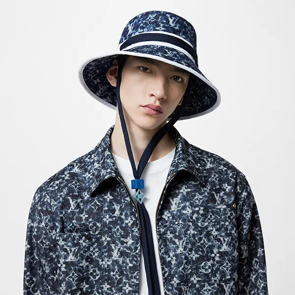Mũ Louis Vuitton LV Play Monogram Pointillism Bucket Hat M7144L Màu Xanh Blue Size 58 - Mũ nón - Vua Hàng Hiệu