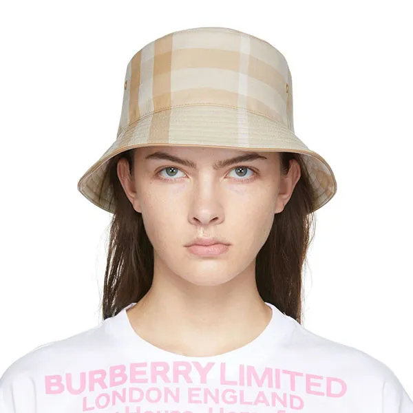 Mũ Burberry Beige Checked Bucket Hat 8052103 A7405 Soft Fawn Màu Be Kẻ Size M - Mũ nón - Vua Hàng Hiệu
