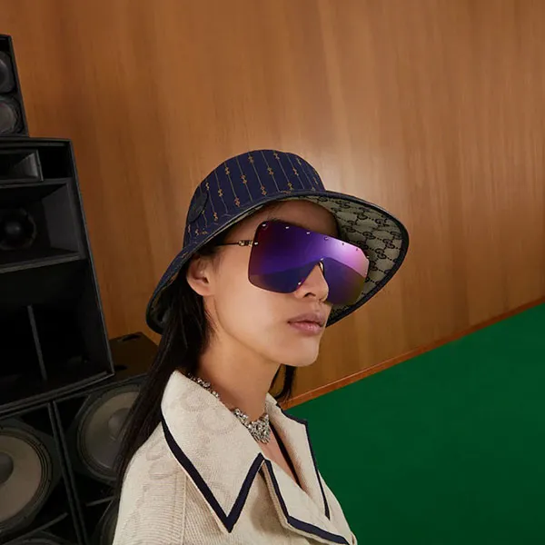 Mũ Gucci GG Wool Reversible Bucket Hat 700851 4HAOU 4068 Màu Xanh Navy Size S