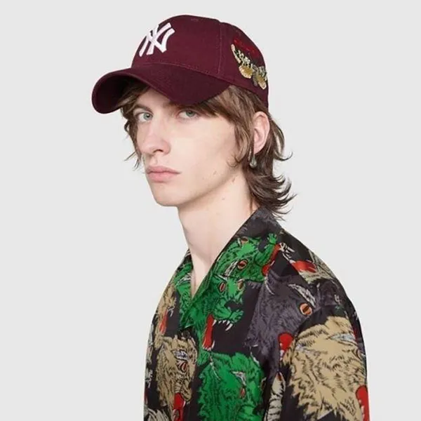 Mũ Gucci X NY Yankees Patch Baseball Cap Burgundy Màu Đỏ Đô - Mũ nón - Vua Hàng Hiệu