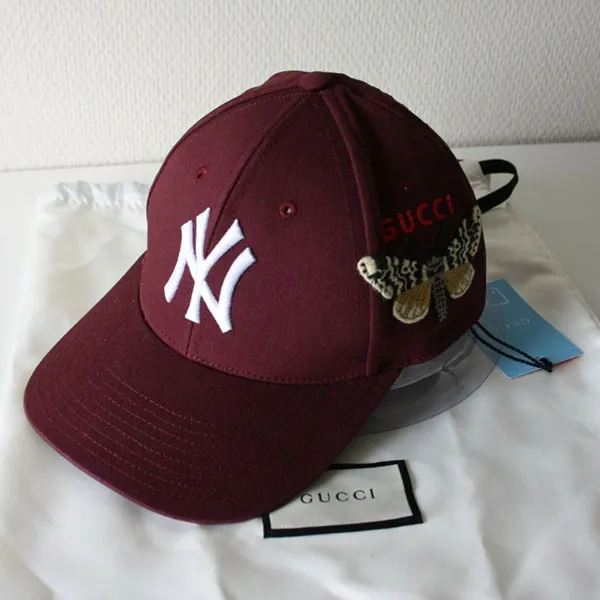 Mũ Gucci X NY Yankees Patch Baseball Cap Burgundy Màu Đỏ Đô - Mũ nón - Vua Hàng Hiệu