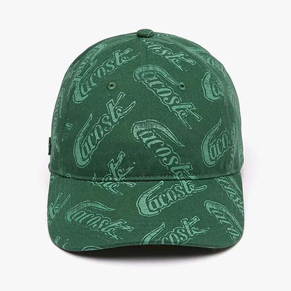 Mũ Lacoste Organic Cotton Vintage Print Cap RK6862 51 W1I Màu Xanh Lá