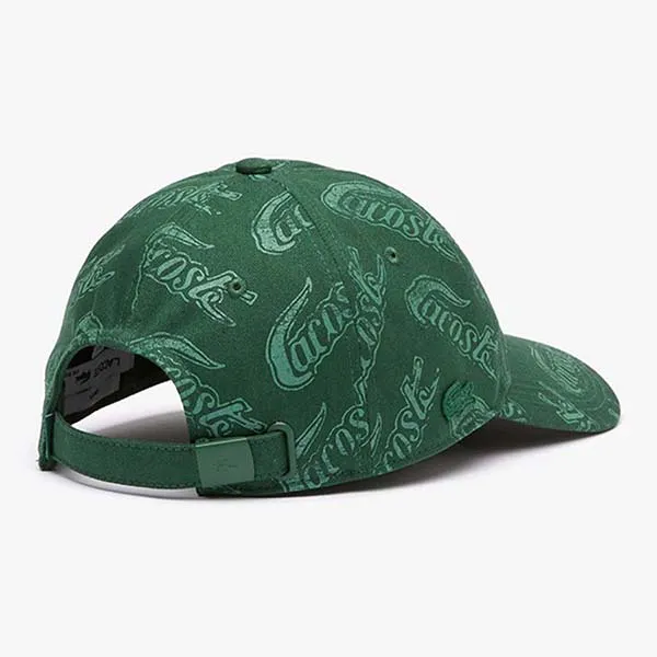 Mũ Lacoste Organic Cotton Vintage Print Cap RK6862 51 W1I Màu Xanh Lá