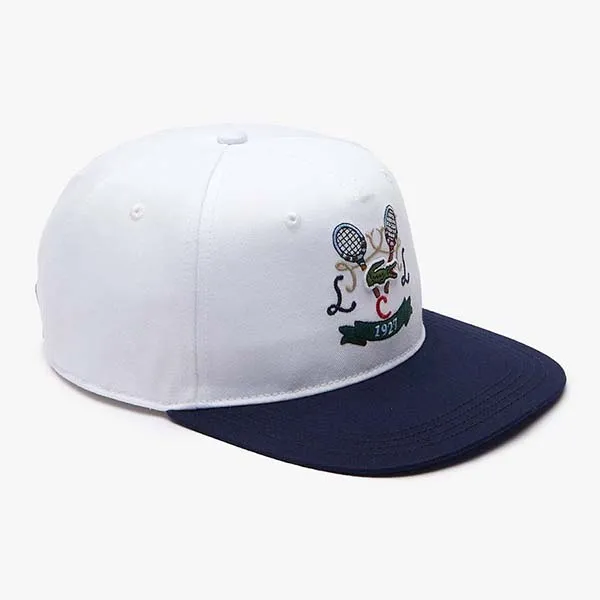 Mũ Lacoste Tennis Embroidery Cotton Cap RK2288 00 9AG Màu Trắng Xanh