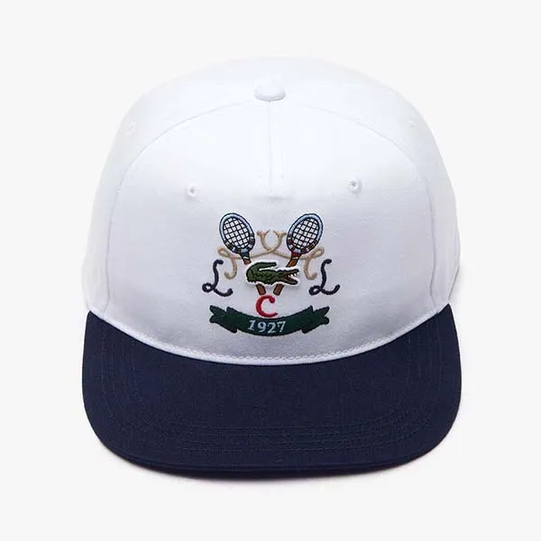Mũ Lacoste Tennis Embroidery Cotton Cap RK2288 00 9AG Màu Trắng Xanh