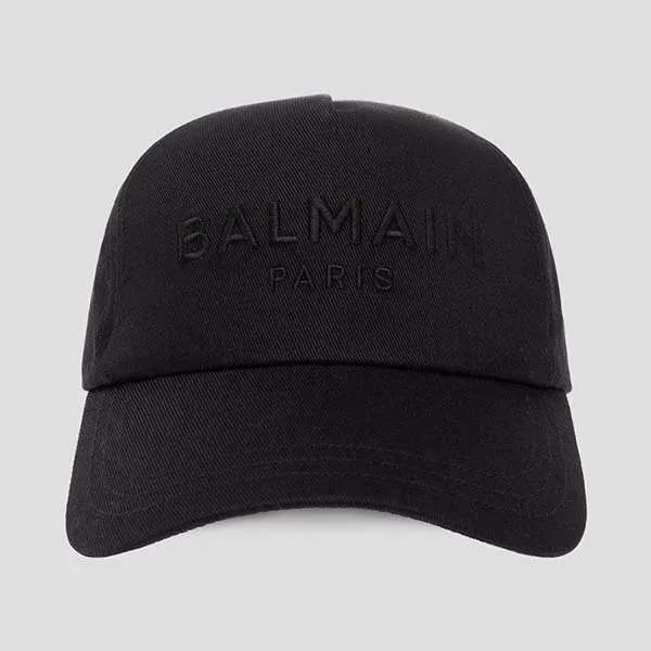Mũ Nam Balmain Black With Logo Black Embroidered BH1XA015 CB24 EAP Màu Đen