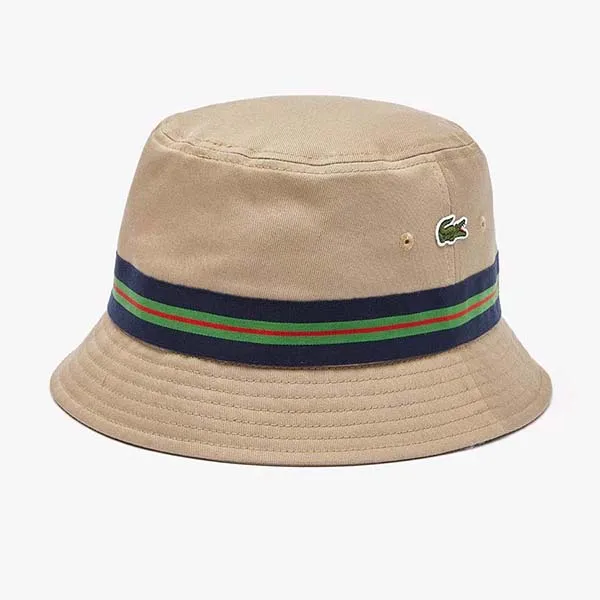 Mũ Unisex Lacoste Organic Cotton Stripe Band Bucket Hat RK6864 51 CB8 Màu Nâu Size S