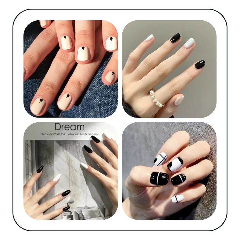 Nailbox Móng tay úp nails thiết kế Trắng Đen tặng keo dũa - Chăm sóc móng |  TheFaceHolic.com