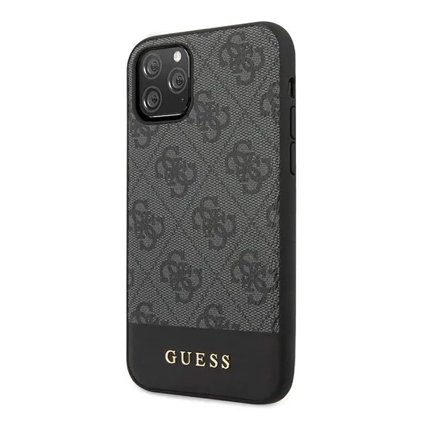Ốp Điện Thoại Guess Iphone 11 Pro Max GUHCN65G4GLGR Màu Đen Ghi Logo Kim Loại Vàng - Phụ Kiện Công Nghệ - Vua Hàng Hiệu