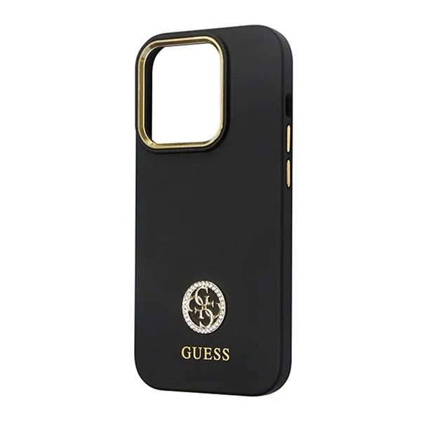 Ốp Điện Thoại Guess Strass Logo Silicone Case iPhone 15 Màu Đen
