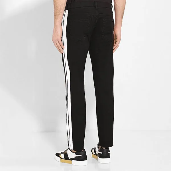 Quần Jean Nam Dolce & Gabbana D&G Contrast Stripe Stretch Skinny GYC4LZ Màu Đen Size 48