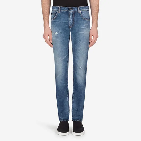 Quần Jean Nam Dolce & Gabbana D&G G8BF7 Logo Skinny Màu Xanh Size 44