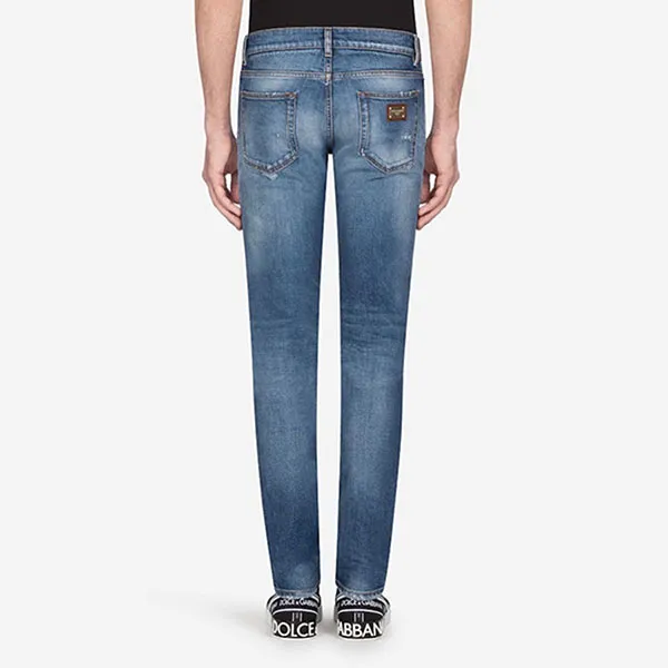 Quần Jean Nam Dolce & Gabbana D&G G8BF7 Logo Skinny Màu Xanh Size 44