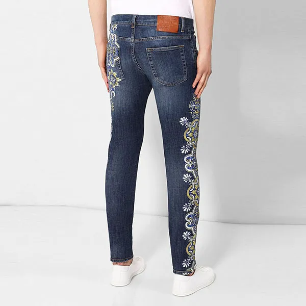 Quần Jean Nam Dolce & Gabbana D&G GY07LD G8CI5 Màu Xanh Phối Họa Tiết Size 44 - Thời trang - Vua Hàng Hiệu