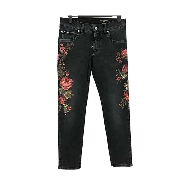 Quần Jean Nam Dolce & Gabbana D&G Men's Fashion Black Floral Skinny GYC4LD Màu Đen Họa Tiết Size 48 - Thời trang - Vua Hàng Hiệu
