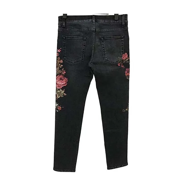 Quần Jean Nam Dolce & Gabbana D&G Men's Fashion Black Floral Skinny GYC4LD Màu Đen Họa Tiết Size 48 - Thời trang - Vua Hàng Hiệu