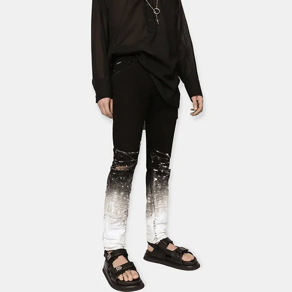 Quần Jean Nam Dolce & Gabbana D&G Men's Ombre Painted Slim GY07CZG8FY2S9001 Màu Đen Trắng Size 46 - Thời trang - Vua Hàng Hiệu