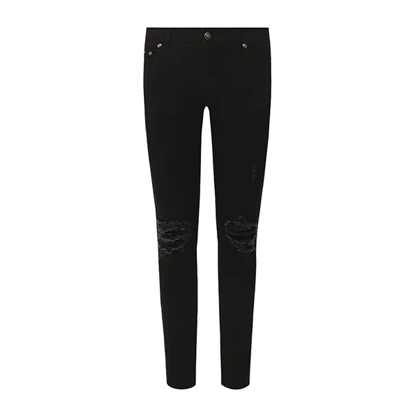 Quần Jean Nam Dolce & Gabbana D&G Rách 2 Đùi Skinny GY07LDG8CE9S9001 Màu Đen Size 50
