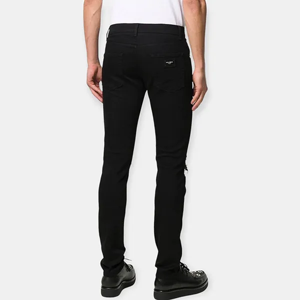 Quần Jean Nam Dolce & Gabbana D&G Rách 2 Đùi Skinny GY07LDG8CE9S9001 Màu Đen Size 50