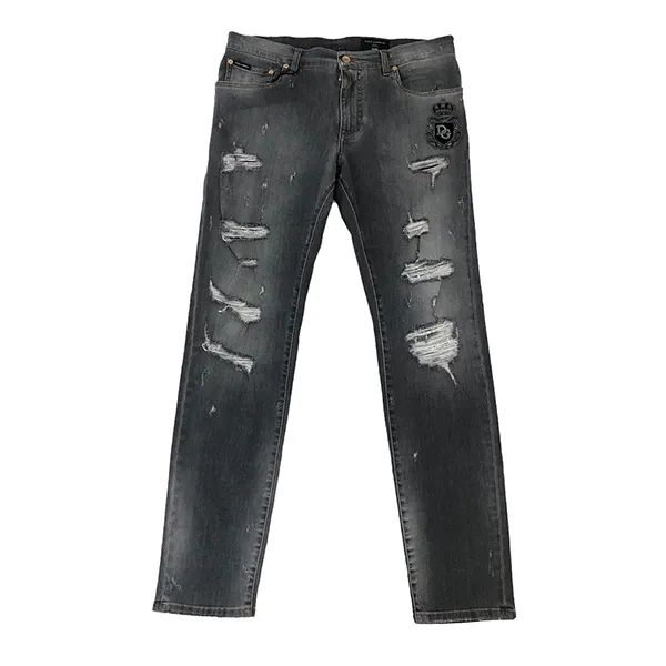 Quần Jean Nam Dolce & Gabbana D&G Rách Slim GY07CZG8BR8S9001 Màu Xám Size 52
