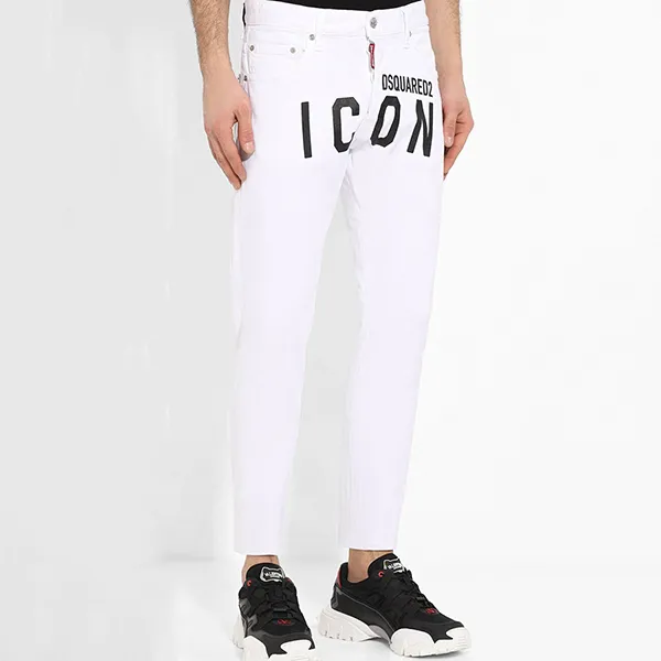 Quần Jean Nam Dsquared2 Icon Logo Tapered Skinny 7500 S79LA0003 Màu Trắng Size 48