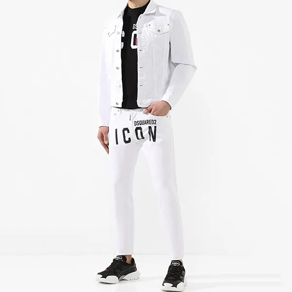 Quần Jean Nam Dsquared2 Icon Logo Tapered Skinny 7500 S79LA0003 Màu Trắng Size 48