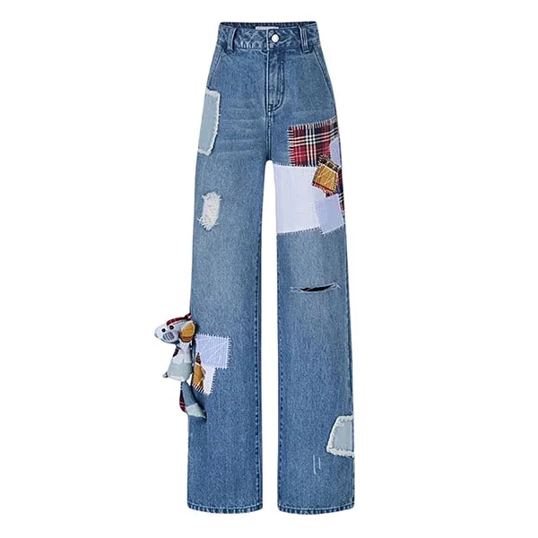 Quần Jean Nữ 13 De Marzo Blue Denim Bear Plaid Patch FR0065-0030 Màu Xanh