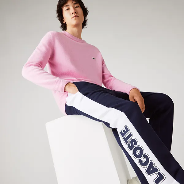 Quần Jogger Unisex Lacoste SPORT Bicolour Fleece XH1554-525 Màu Xanh Navy Size 2