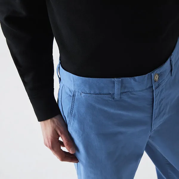 Quần Kaki Nam Lacoste Slim Fit Stretch Cotton Pleated Chino Pants HH8501-776 Màu Xanh Dương Size 29