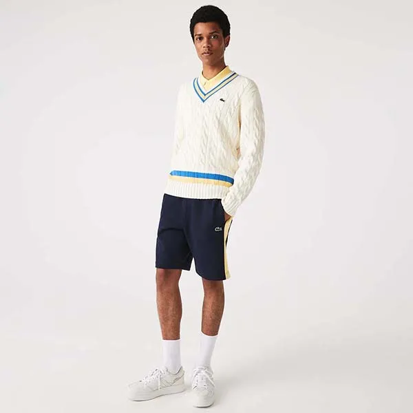 Quần Nam Short Lacoste Colorblock Men's Brushed Fleece GH9609-144 Màu Xanh Vàng Size 4