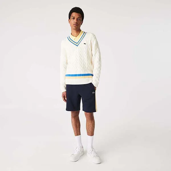 Quần Nam Short Lacoste Colorblock Men's Brushed Fleece GH9609-144 Màu Xanh Vàng Size 4